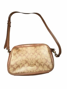Coach Metallic Signature Crossbody in Tan and Gold
